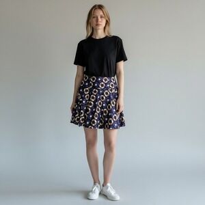 African Print Handmade Womens Skirt L  Ankara Size Mod Retro Circle Print Skirt